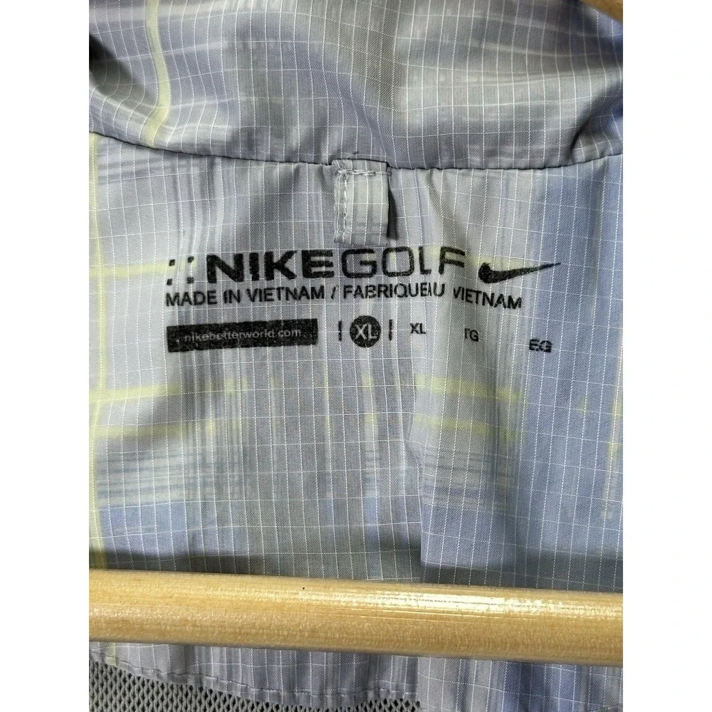 NIKE Golf Womens Light Blue, Yellow, Gray Checkered Windbreaker 1/4 Zip Size XL